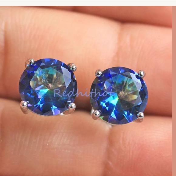 18k Mystic Blue Topaz Earrings - Picture 2 of 6